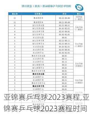 亚锦赛乒乓球2023赛程,亚锦赛乒乓球2023赛程时间