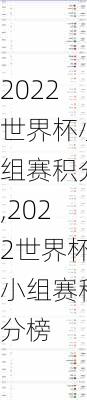 2022世界杯小组赛积分,2022世界杯小组赛积分榜