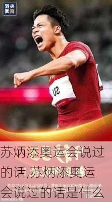苏炳添奥运会说过的话,苏炳添奥运会说过的话是什么