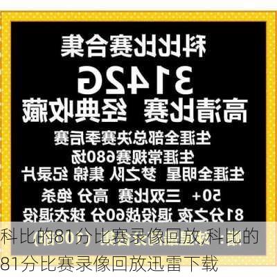科比的81分比赛录像回放,科比的81分比赛录像回放迅雷下载