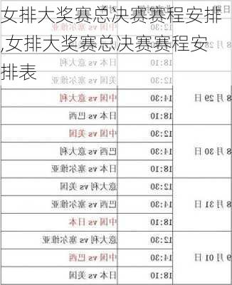 女排大奖赛总决赛赛程安排,女排大奖赛总决赛赛程安排表