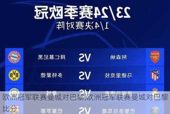欧洲冠军联赛曼城对巴黎,欧洲冠军联赛曼城对巴黎比分
