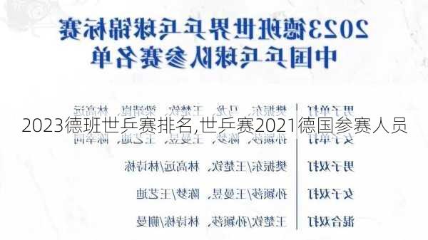 2023德班世乒赛排名,世乒赛2021德国参赛人员