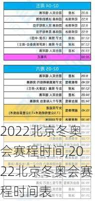 2022北京冬奥会赛程时间,2022北京冬奥会赛程时间表