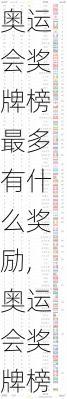 奥运会奖牌榜最多有什么奖励,奥运会奖牌榜最多有什么奖励吗
