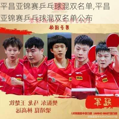 平昌亚锦赛乒乓球混双名单,平昌亚锦赛乒乓球混双名单公布