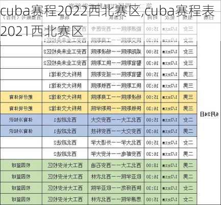 cuba赛程2022西北赛区,cuba赛程表2021西北赛区