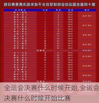 全运会决赛什么时候开始,全运会决赛什么时候开始比赛