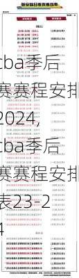 cba季后赛赛程安排2024,cba季后赛赛程安排表23-24