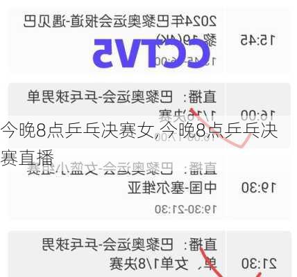 今晚8点乒乓决赛女,今晚8点乒乓决赛直播