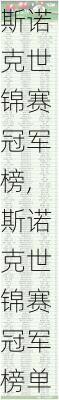斯诺克世锦赛冠军榜,斯诺克世锦赛冠军榜单