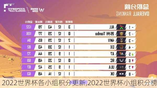 2022世界杯各小组积分更新,2022世界杯小组积分榜
