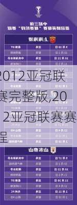 2012亚冠联赛完整版,2012亚冠联赛赛程