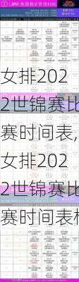女排2022世锦赛比赛时间表,女排2022世锦赛比赛时间表格