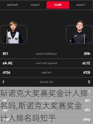 斯诺克大奖赛奖金计入排名吗,斯诺克大奖赛奖金计入排名吗知乎
