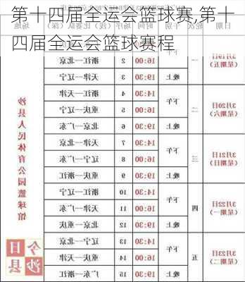 第十四届全运会篮球赛,第十四届全运会篮球赛程