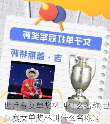 世乒赛女单奖杯叫什么名称,世乒赛女单奖杯叫什么名称啊