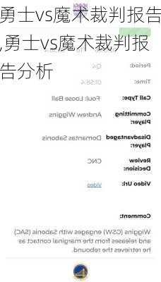 勇士vs魔术裁判报告,勇士vs魔术裁判报告分析
