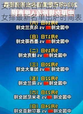 女排最新名单出炉时间,女排最新名单出炉时间表