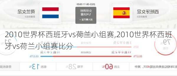 2010世界杯西班牙vs荷兰小组赛,2010世界杯西班牙vs荷兰小组赛比分