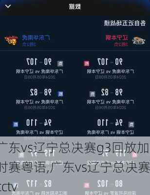 广东vs辽宁总决赛g3回放加时赛粤语,广东vs辽宁总决赛cctv