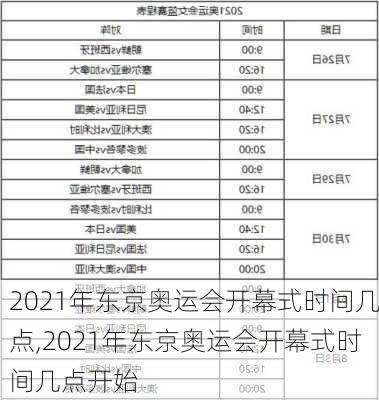 2021年东京奥运会开幕式时间几点,2021年东京奥运会开幕式时间几点开始