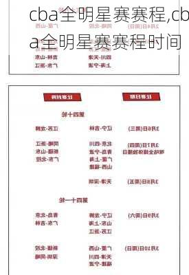 cba全明星赛赛程,cba全明星赛赛程时间
