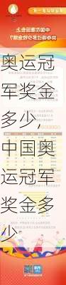 奥运冠军奖金多少,中国奥运冠军奖金多少