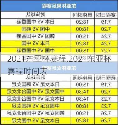 2021东亚杯赛程,2021东亚杯赛程时间表
