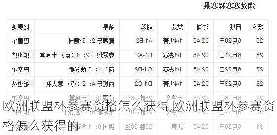 欧洲联盟杯参赛资格怎么获得,欧洲联盟杯参赛资格怎么获得的