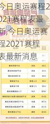 今日奥运赛程2021赛程表最新,今日奥运赛程2021赛程表最新消息