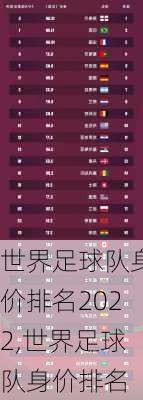 世界足球队身价排名2022,世界足球队身价排名