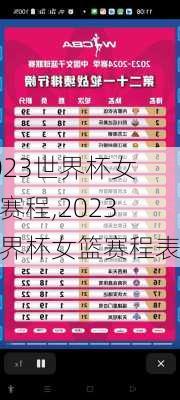 2023世界杯女篮赛程,2023世界杯女篮赛程表