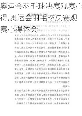 奥运会羽毛球决赛观赛心得,奥运会羽毛球决赛观赛心得体会