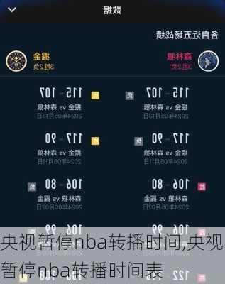 央视暂停nba转播时间,央视暂停nba转播时间表