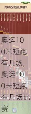 奥运100米短跑有几场,奥运100米短跑有几场比赛