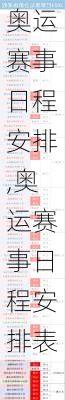 奥运赛事日程安排,奥运赛事日程安排表
