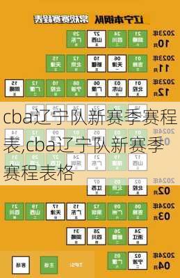 cba辽宁队新赛季赛程表,cba辽宁队新赛季赛程表格
