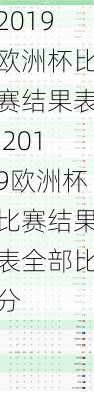 2019欧洲杯比赛结果表,2019欧洲杯比赛结果表全部比分