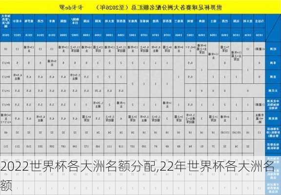 2022世界杯各大洲名额分配,22年世界杯各大洲名额