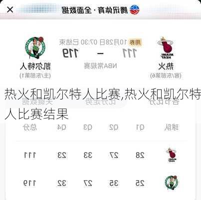 热火和凯尔特人比赛,热火和凯尔特人比赛结果