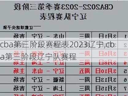 cba第三阶段赛程表2023辽宁,cba第三阶段辽宁队赛程