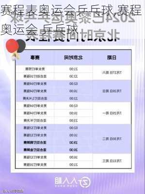 赛程表奥运会乒乓球,赛程奥运会 乒乓球