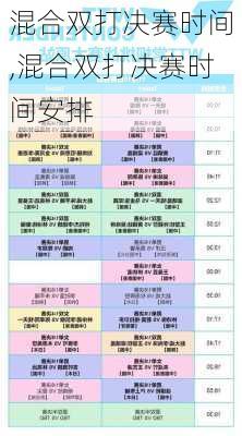混合双打决赛时间,混合双打决赛时间安排