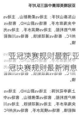 亚冠决赛规则最新,亚冠决赛规则最新消息