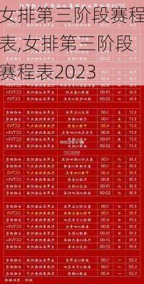 女排第三阶段赛程表,女排第三阶段赛程表2023