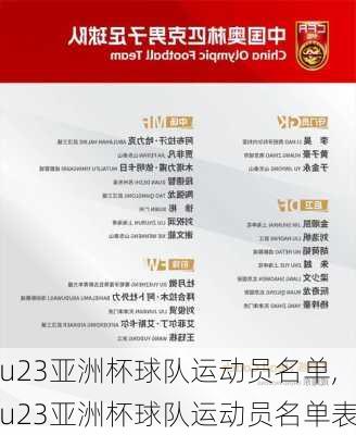 u23亚洲杯球队运动员名单,u23亚洲杯球队运动员名单表