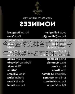 今年金球奖排名前30位,今年金球奖排名前30位是谁