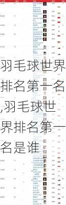 羽毛球世界排名第一名,羽毛球世界排名第一名是谁