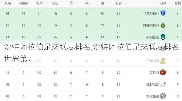 沙特阿拉伯足球联赛排名,沙特阿拉伯足球联赛排名世界第几